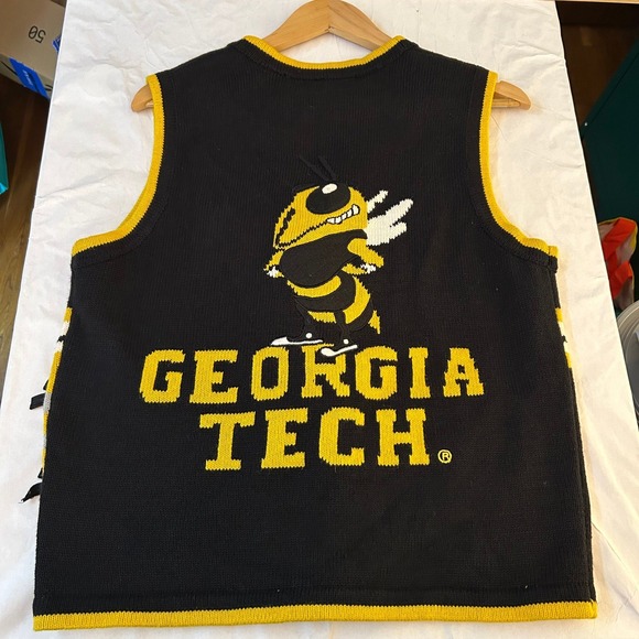 Vintage Georgia Tech Yellow Jackets Knit Sweater Vest Birch Bros Mens Medium - Picture 2 of 16
